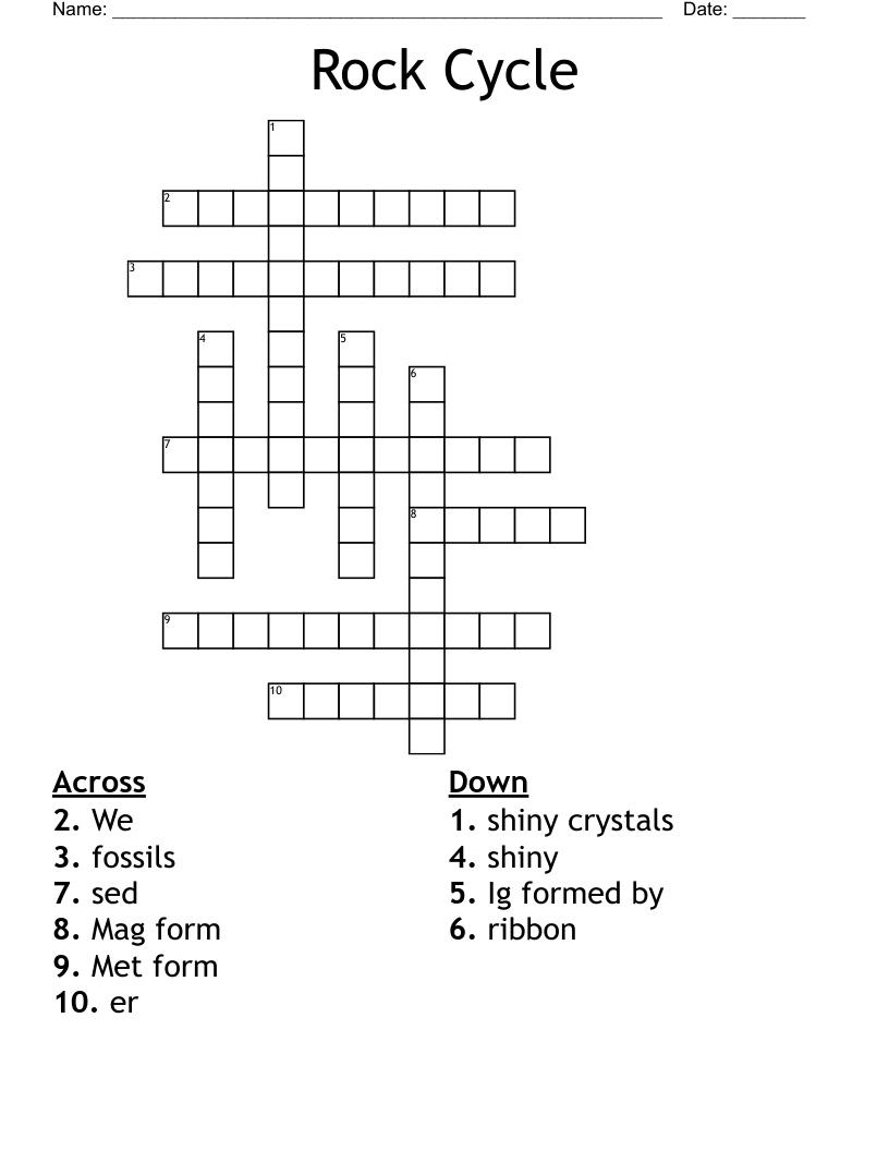 Rock Cycle Crossword