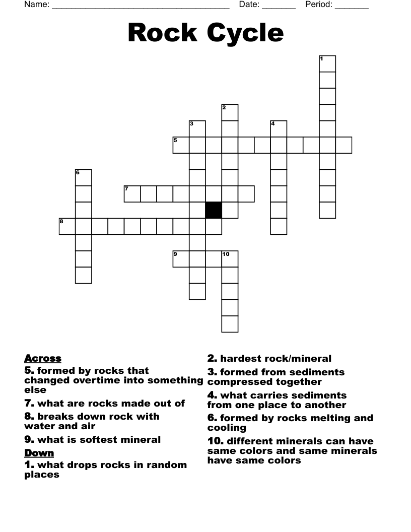 Rock Cycle Crossword
