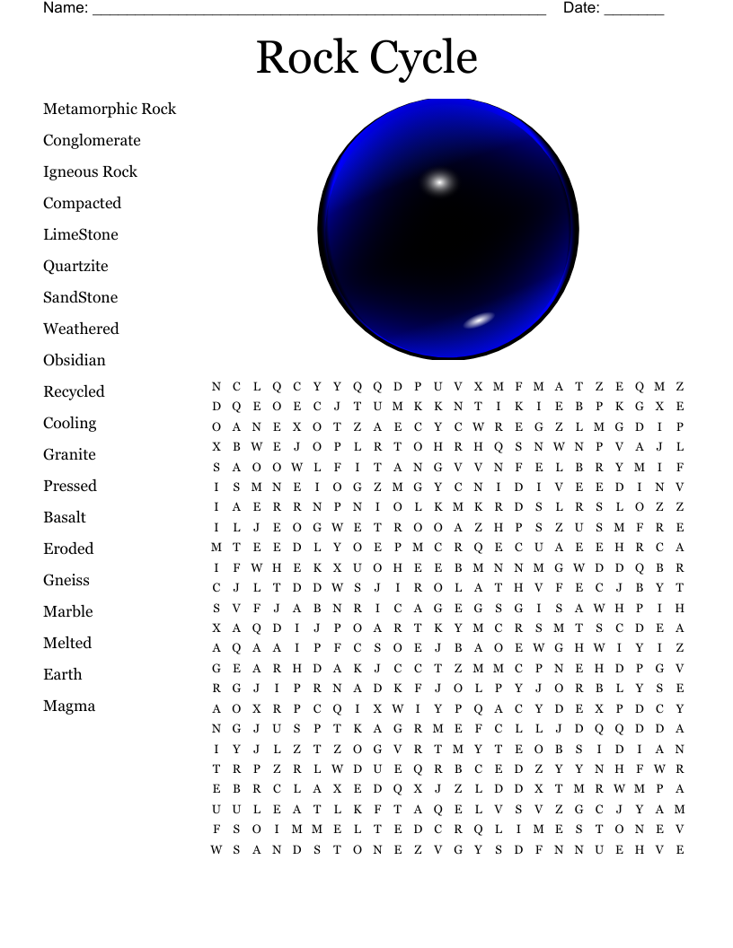 Rock Cycle Word Search