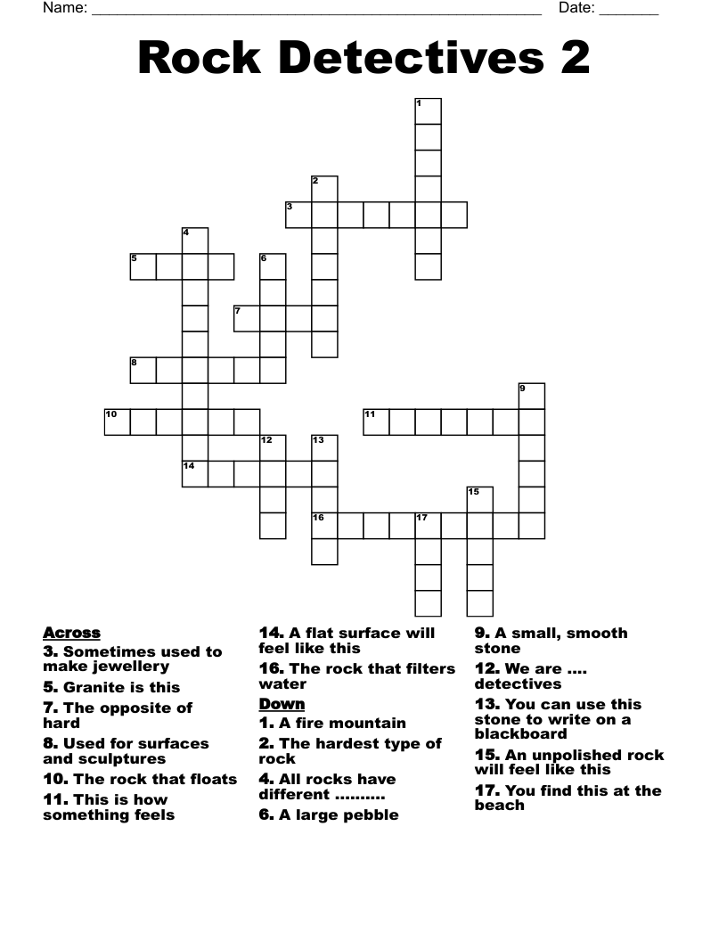 Rock Detectives 2 Crossword