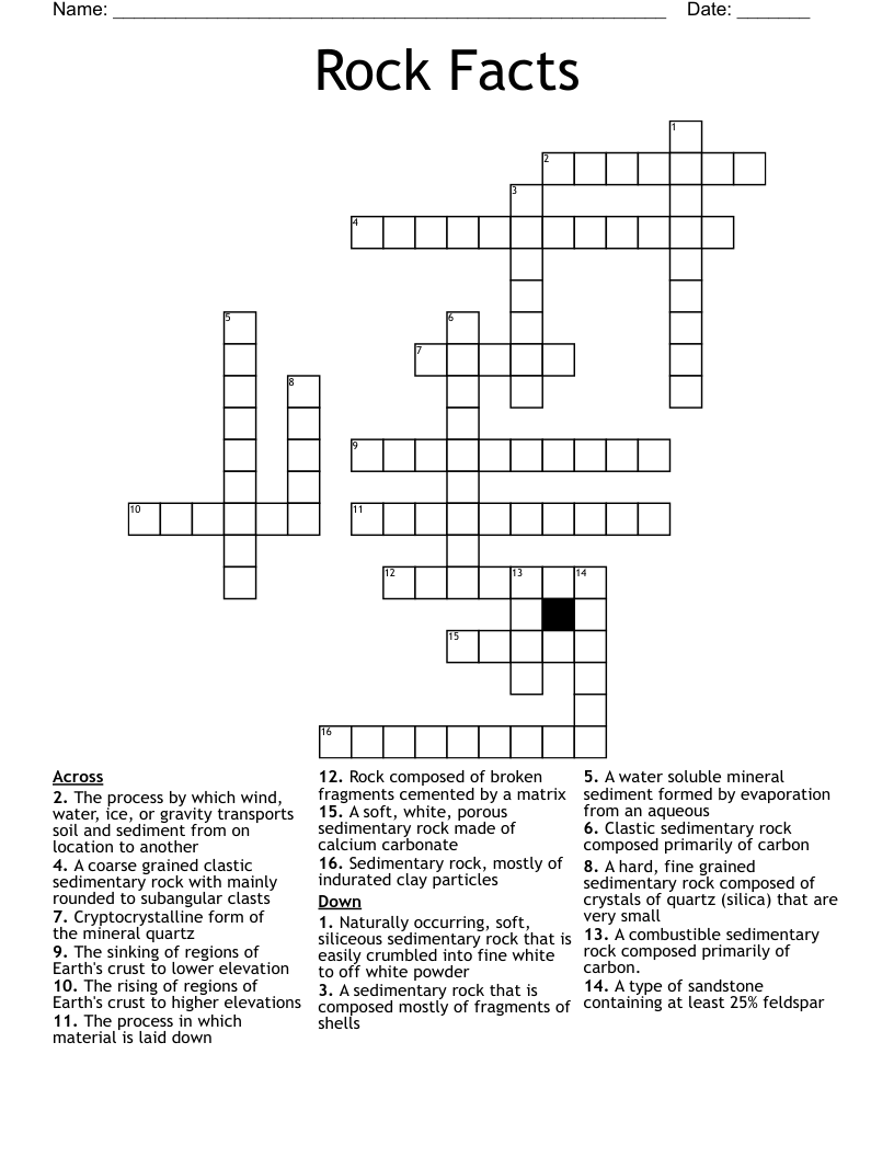Rock Facts Crossword