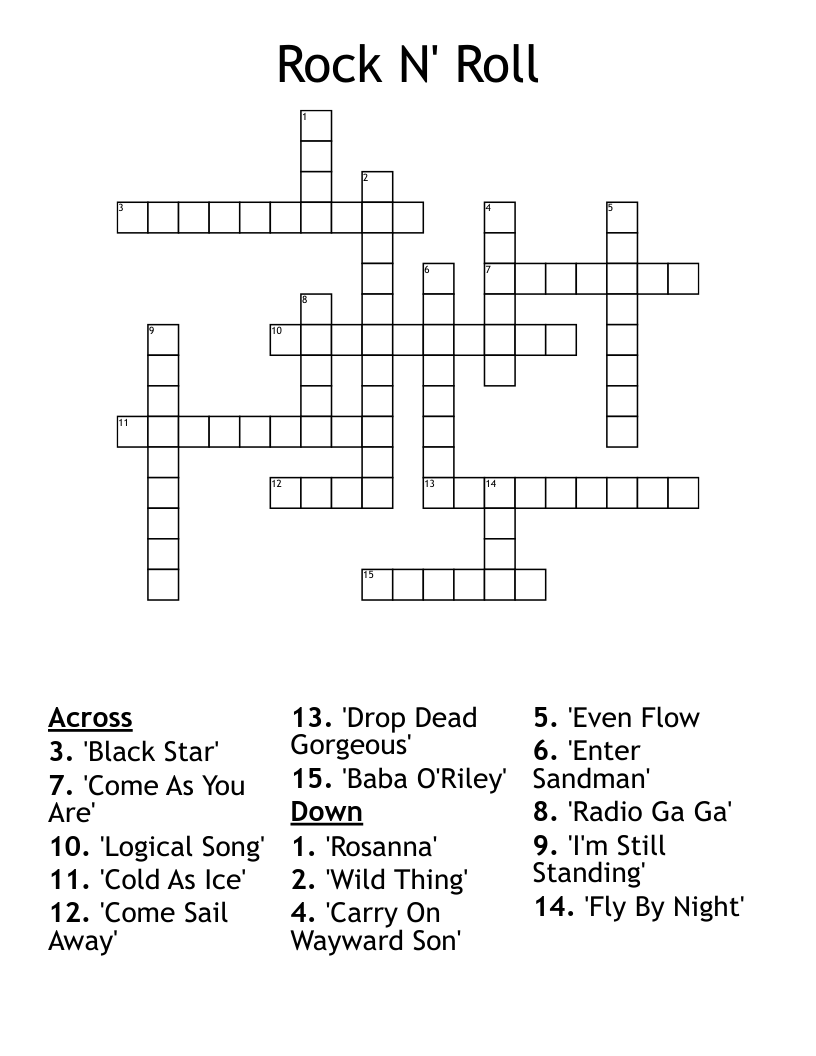 Rock N' Roll Crossword