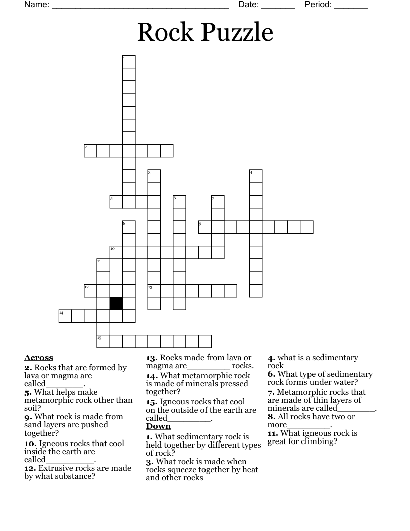 Rock Puzzle Crossword