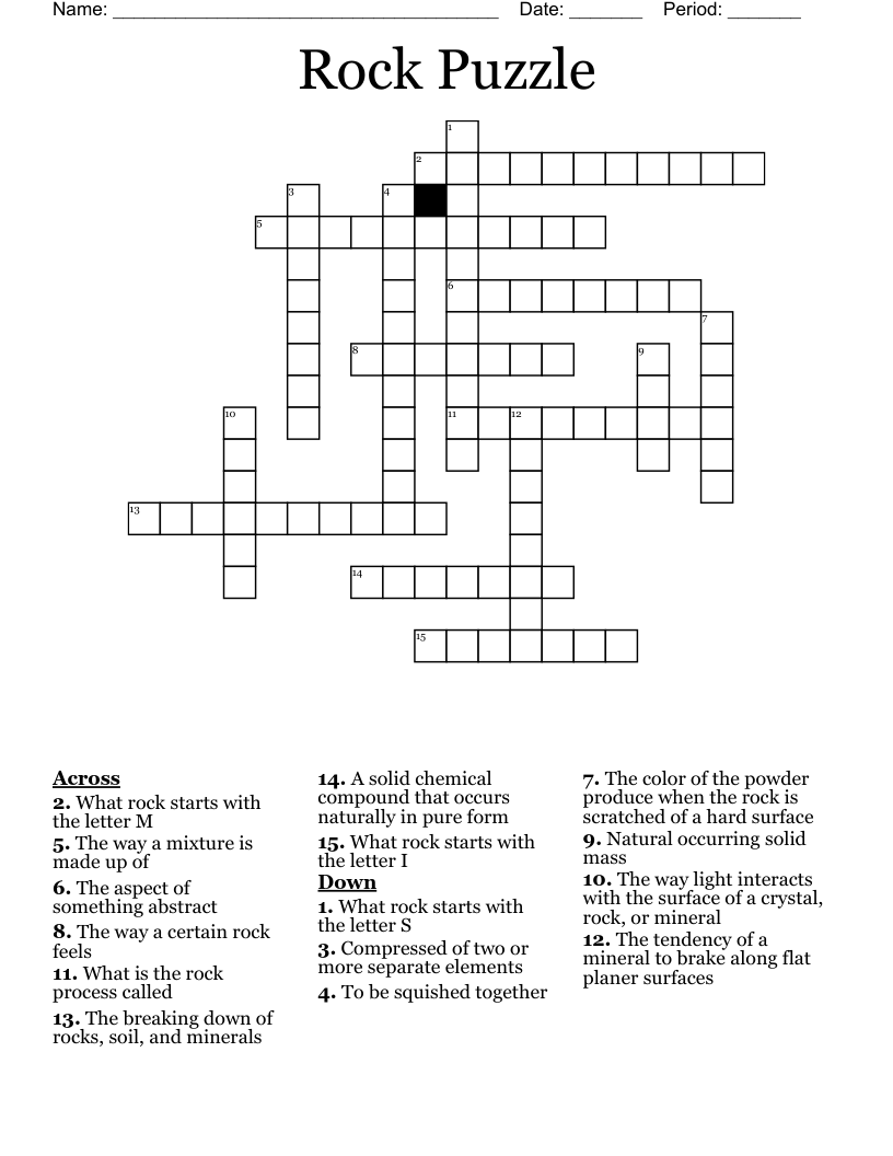 Rock Puzzle Crossword