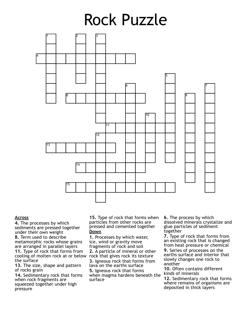 Rock Puzzle Crossword
