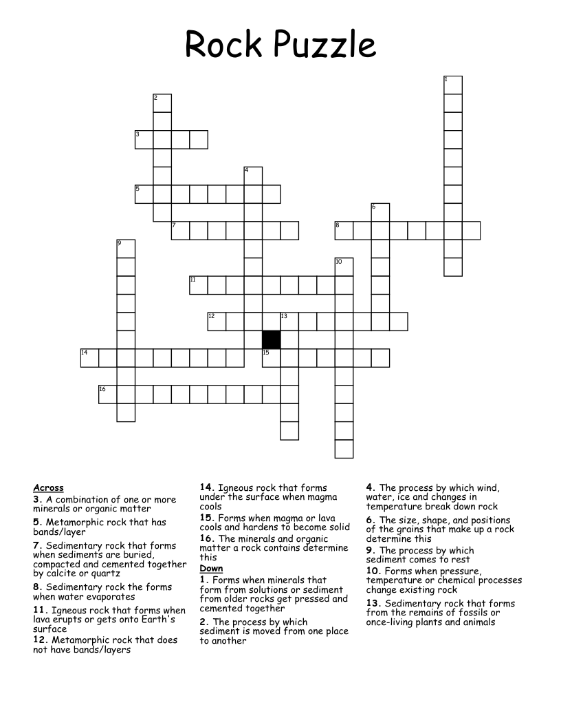Rock Puzzle Crossword