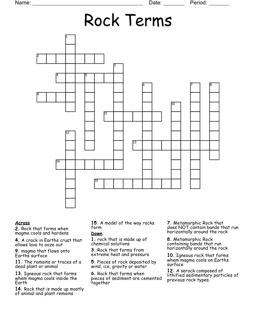 Rock Terms Crossword