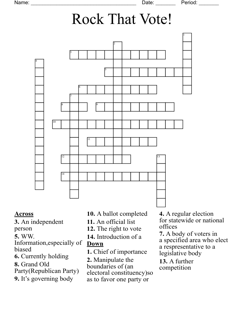 Rock That Vote! Crossword