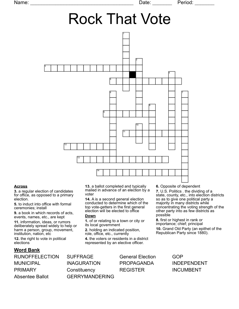 Rock That Vote Crossword