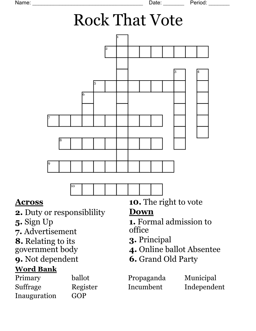 Rock That Vote  Crossword
