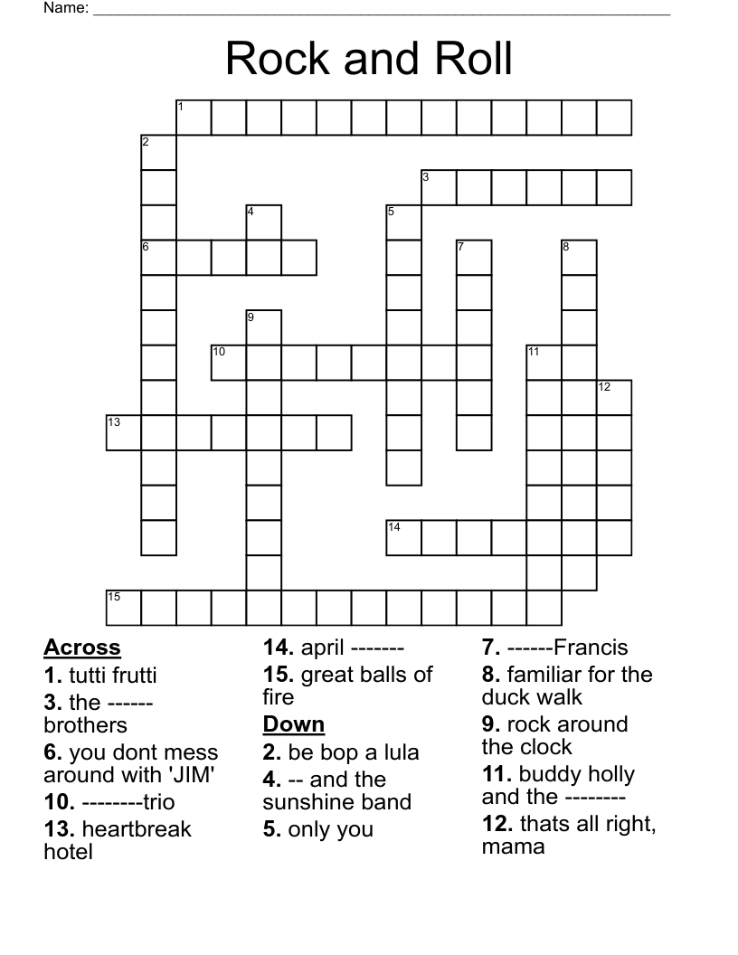 Rock and Roll Crossword