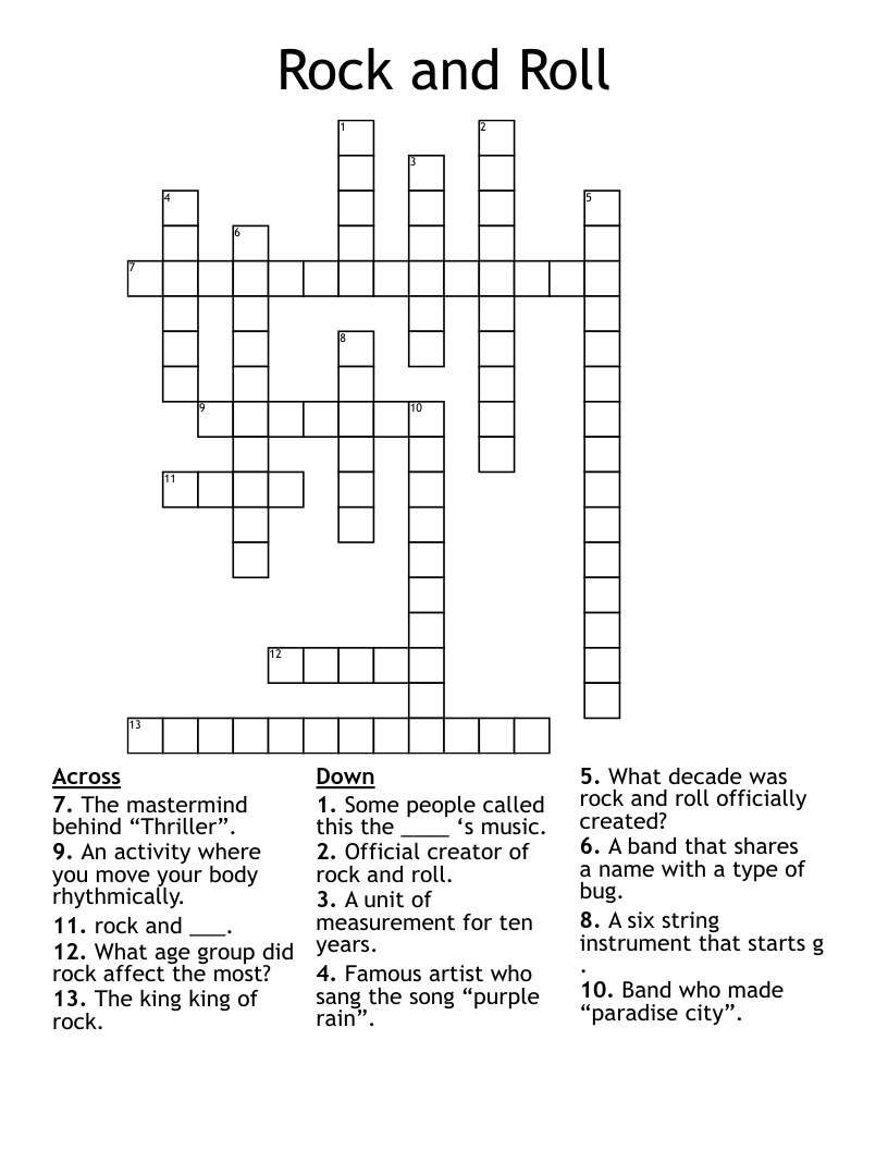 Rock and Roll Crossword