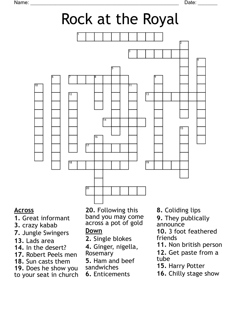 Rock at the Royal Crossword