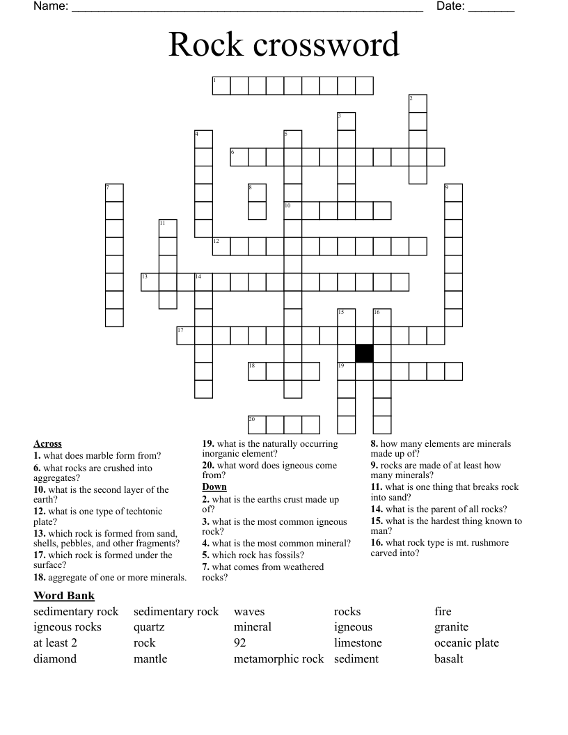 Rock crossword 