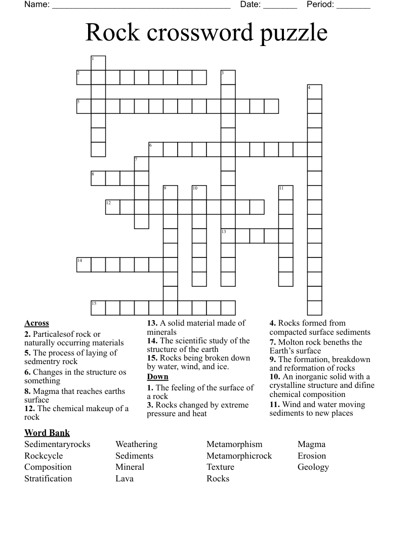 Rock crossword puzzle 