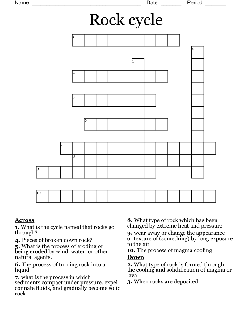 Rock cycle  Crossword