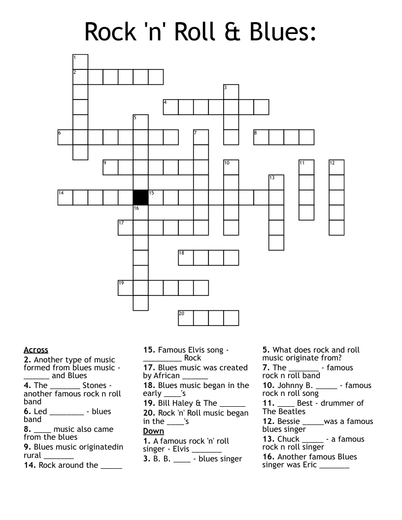 Rock 'n' Roll & Blues: Crossword