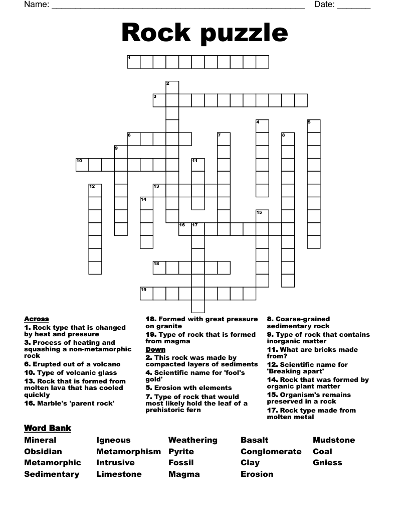 Rock puzzle Crossword