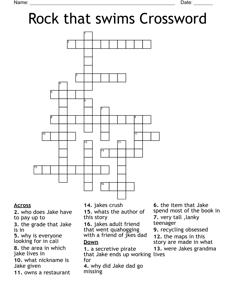 Rock that swims Crossword 