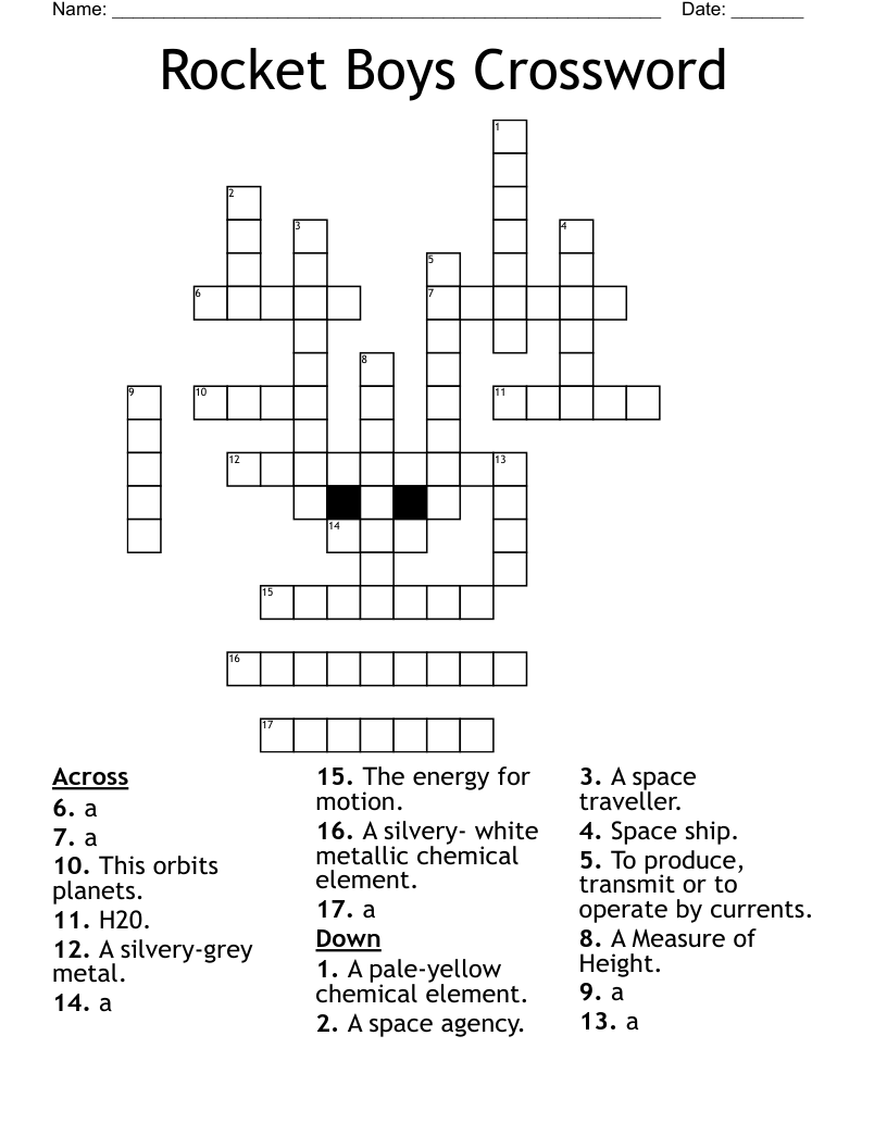 Rocket Boys Crossword