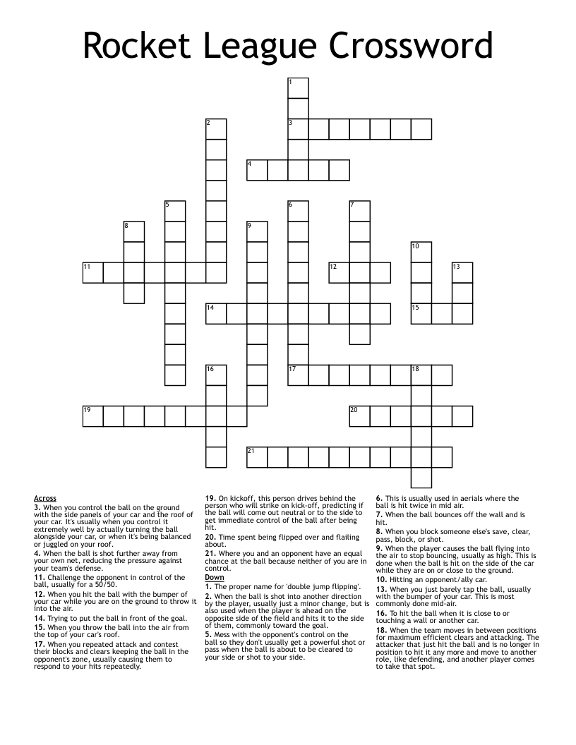 Rocket League Crossword