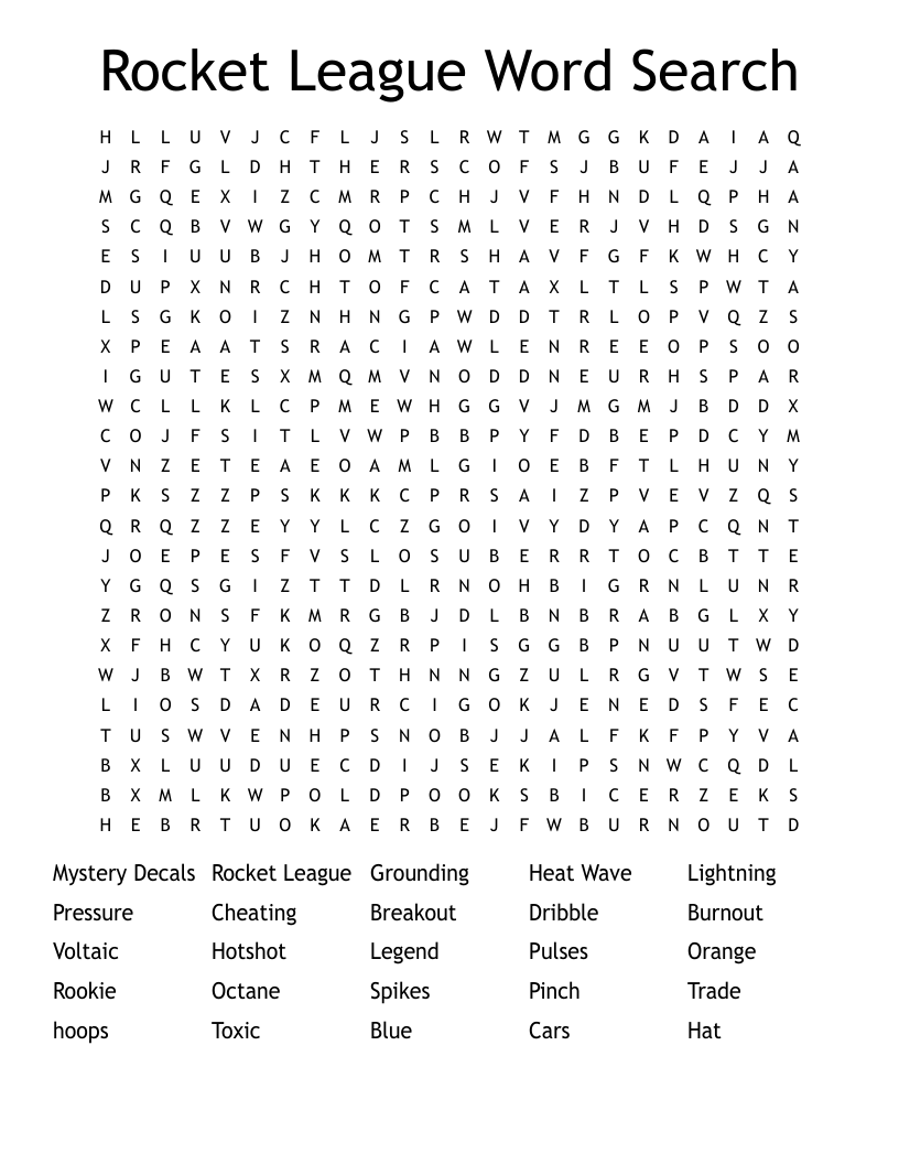 Rocket League Word Search