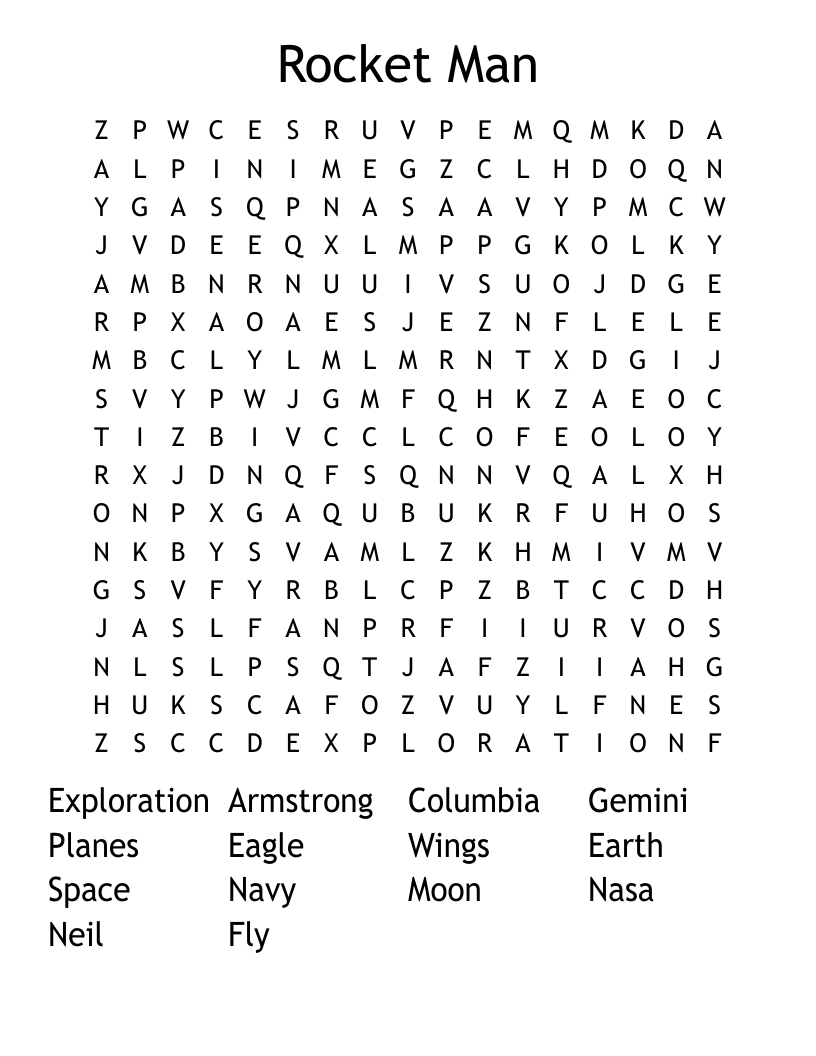 Rocket Man Word Search