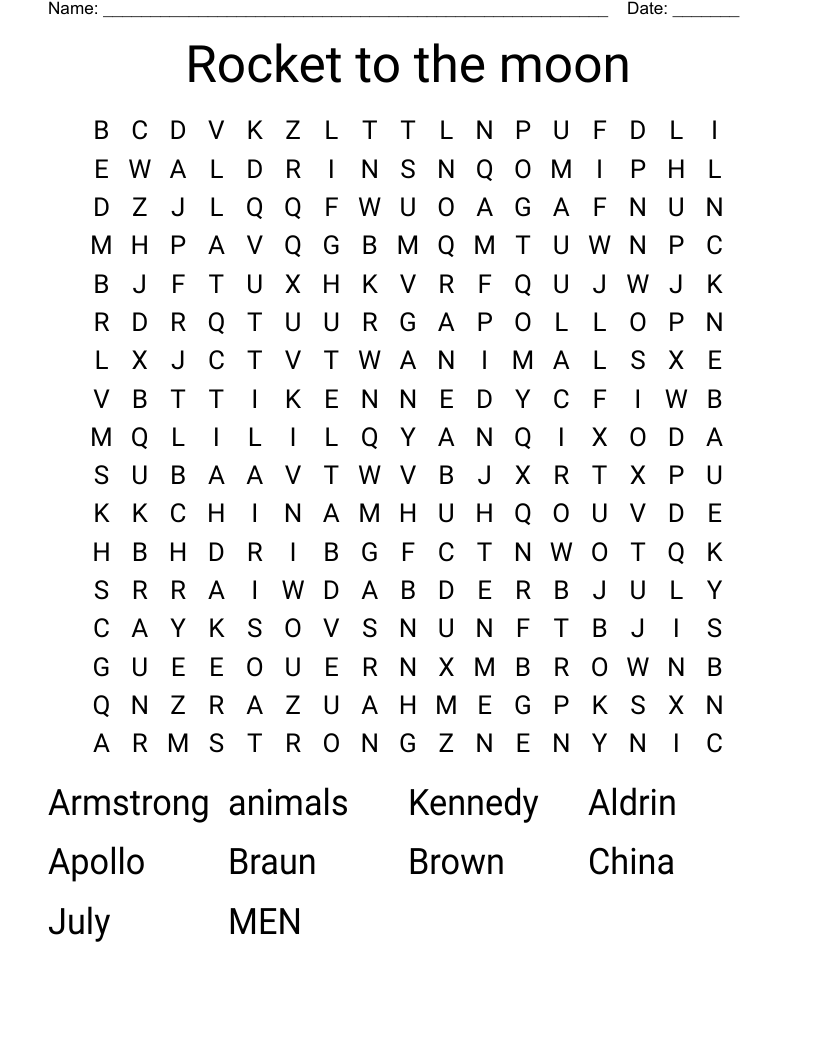 Rocket to the moon Word Search