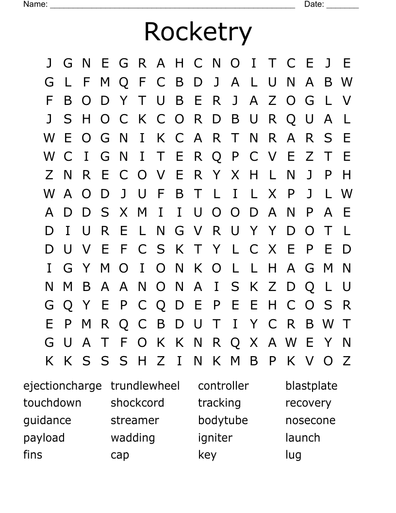 Rocketry Word Search