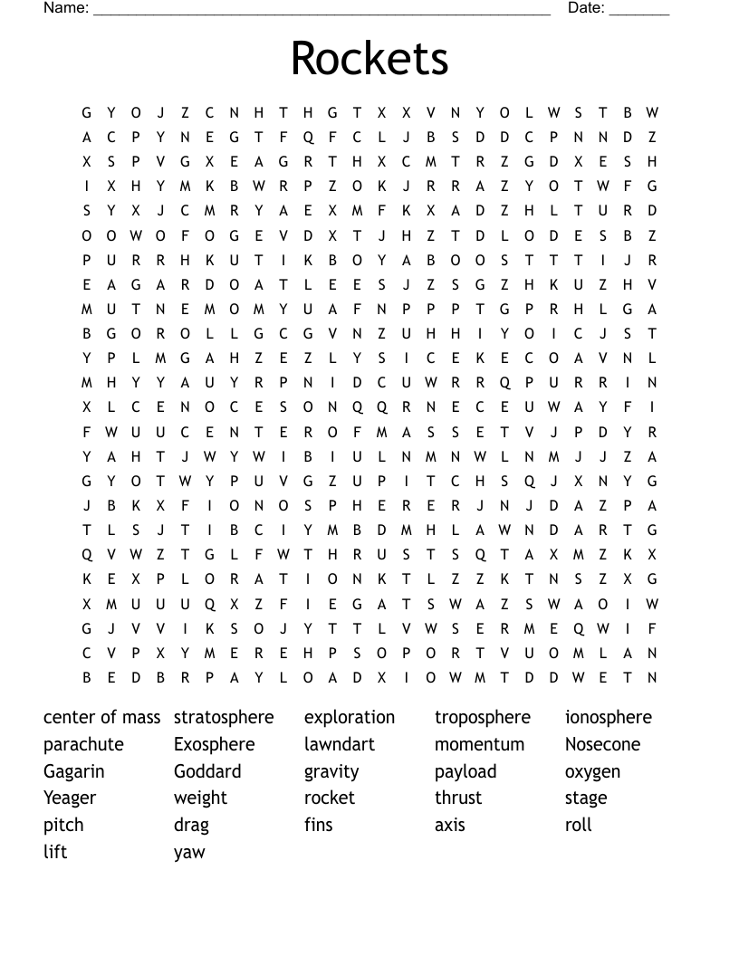 Rockets Word Search