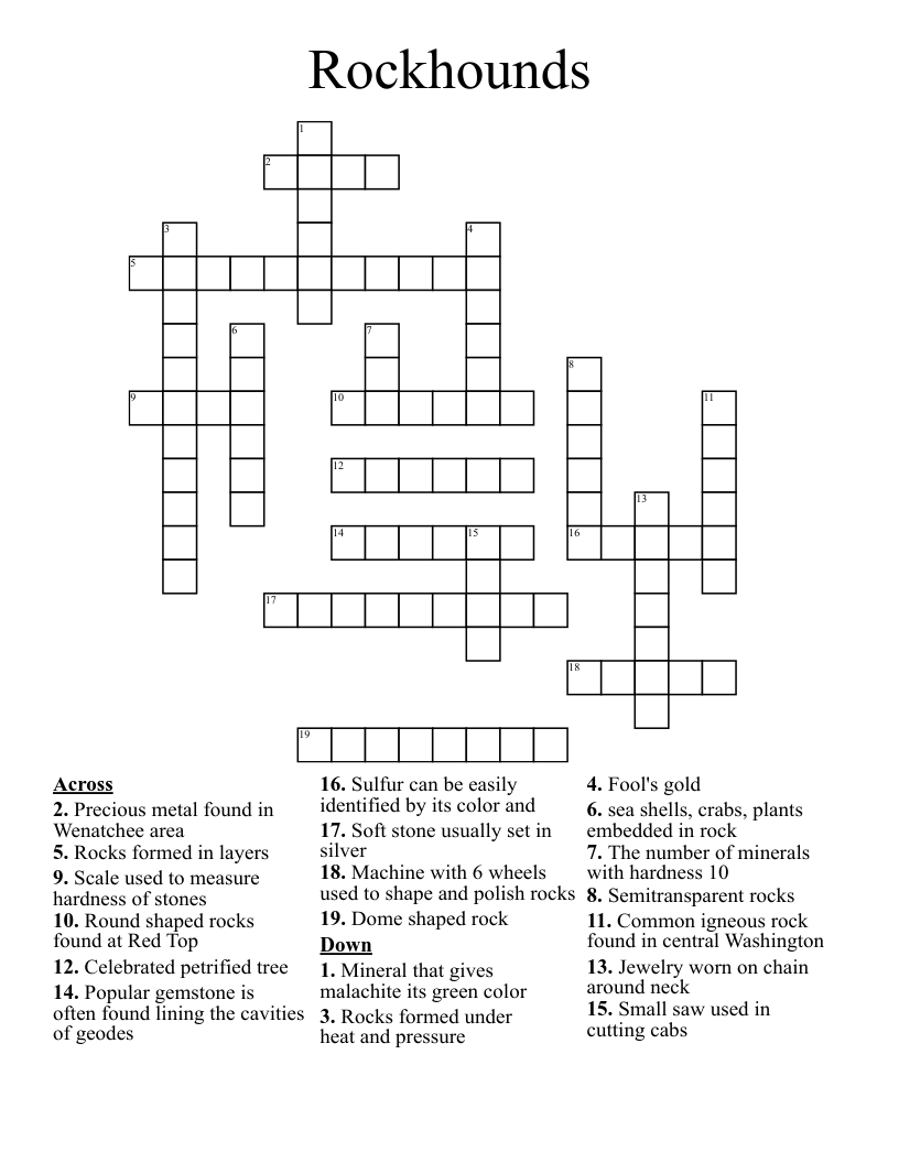 Rockhounds Crossword