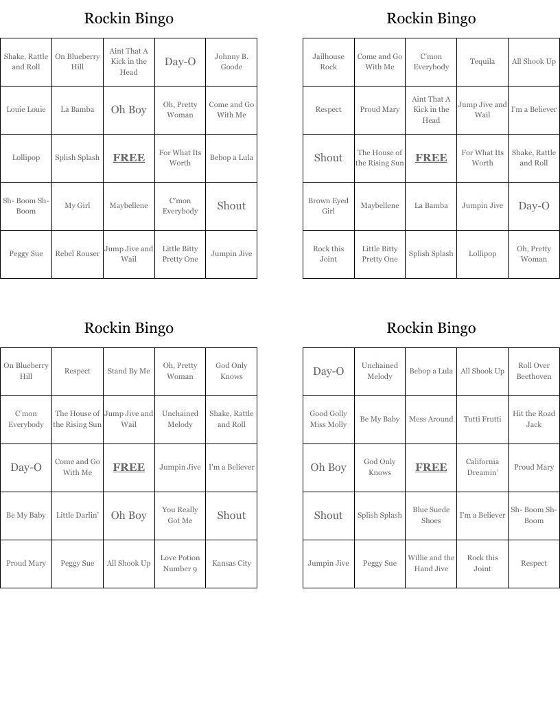 Rockin Bingo