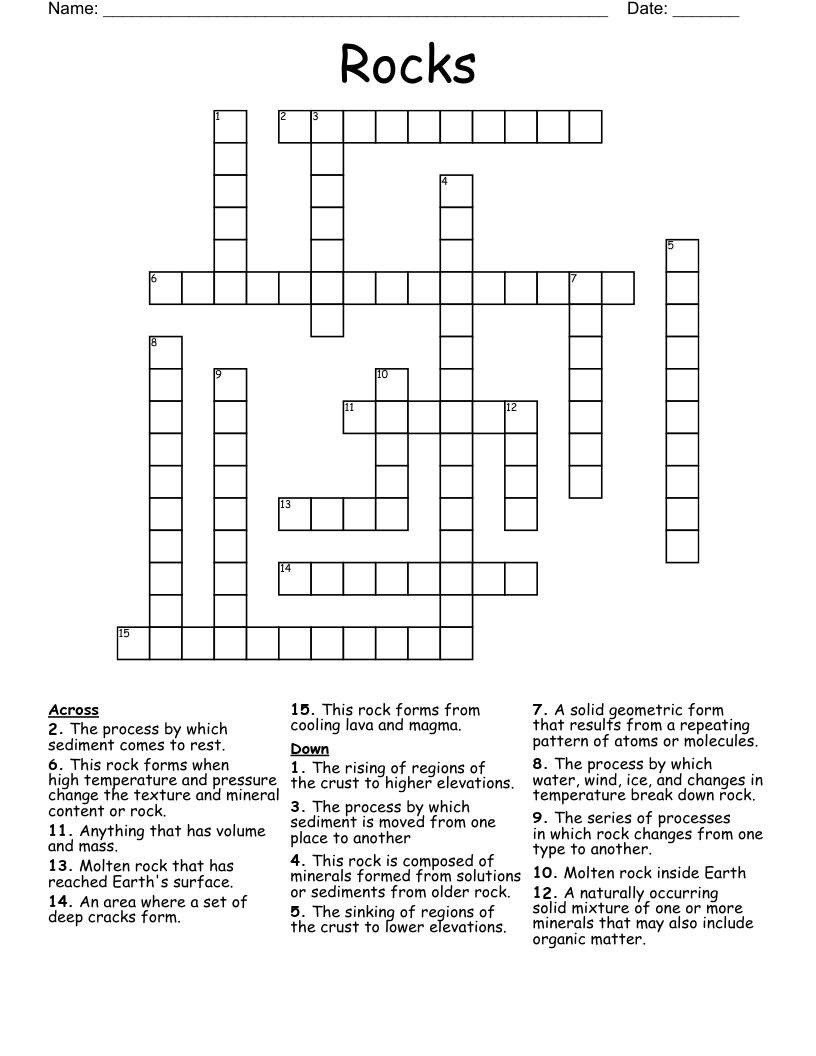 Rocks Crossword