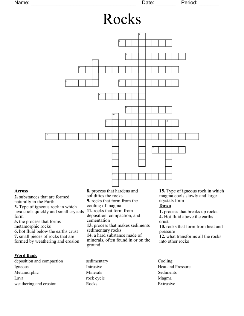 Rocks Crossword