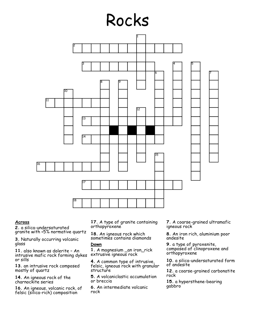 Rocks Crossword