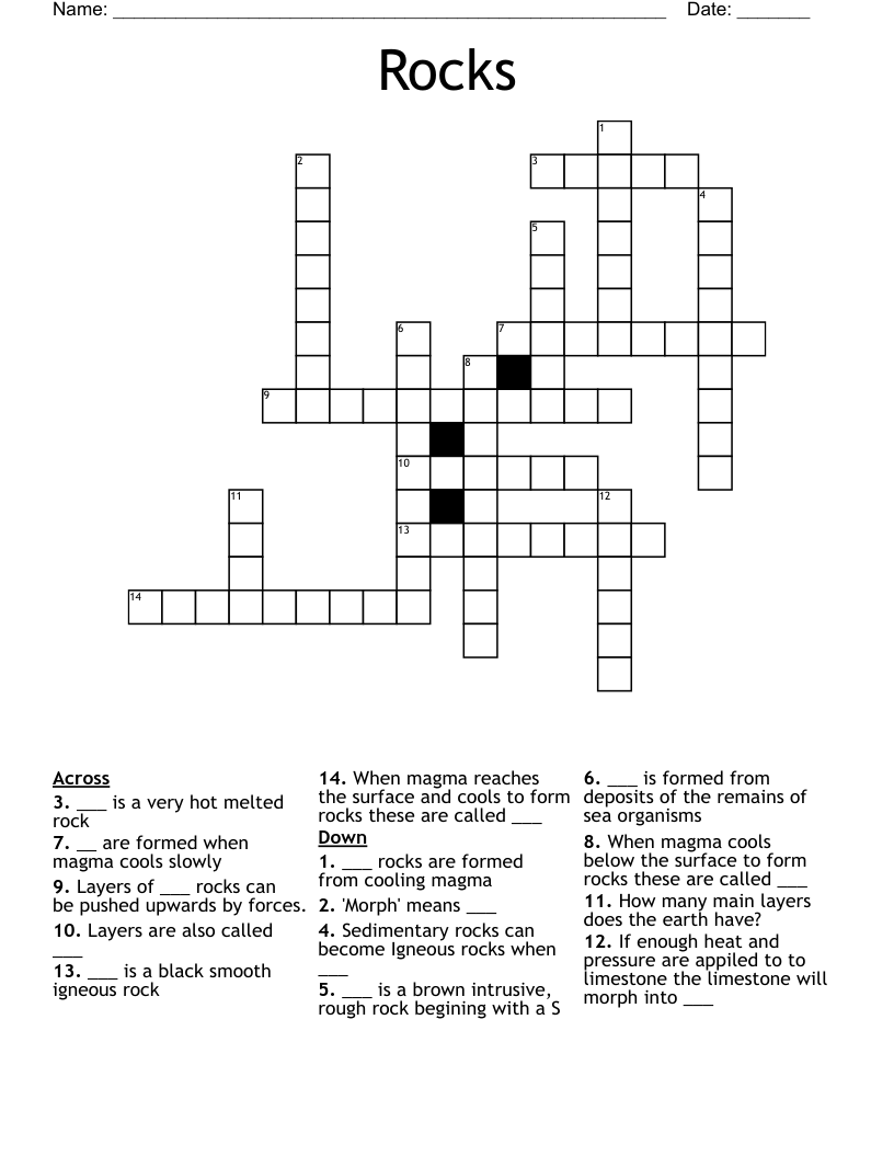 Rocks Crossword