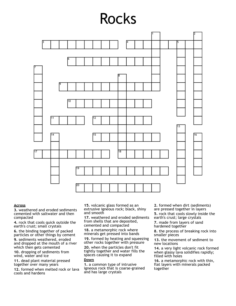 Rocks Crossword