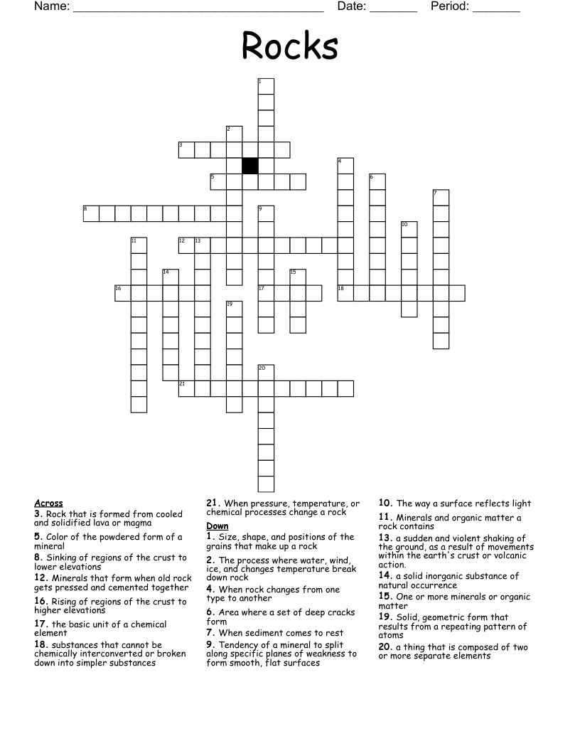 Rocks Crossword