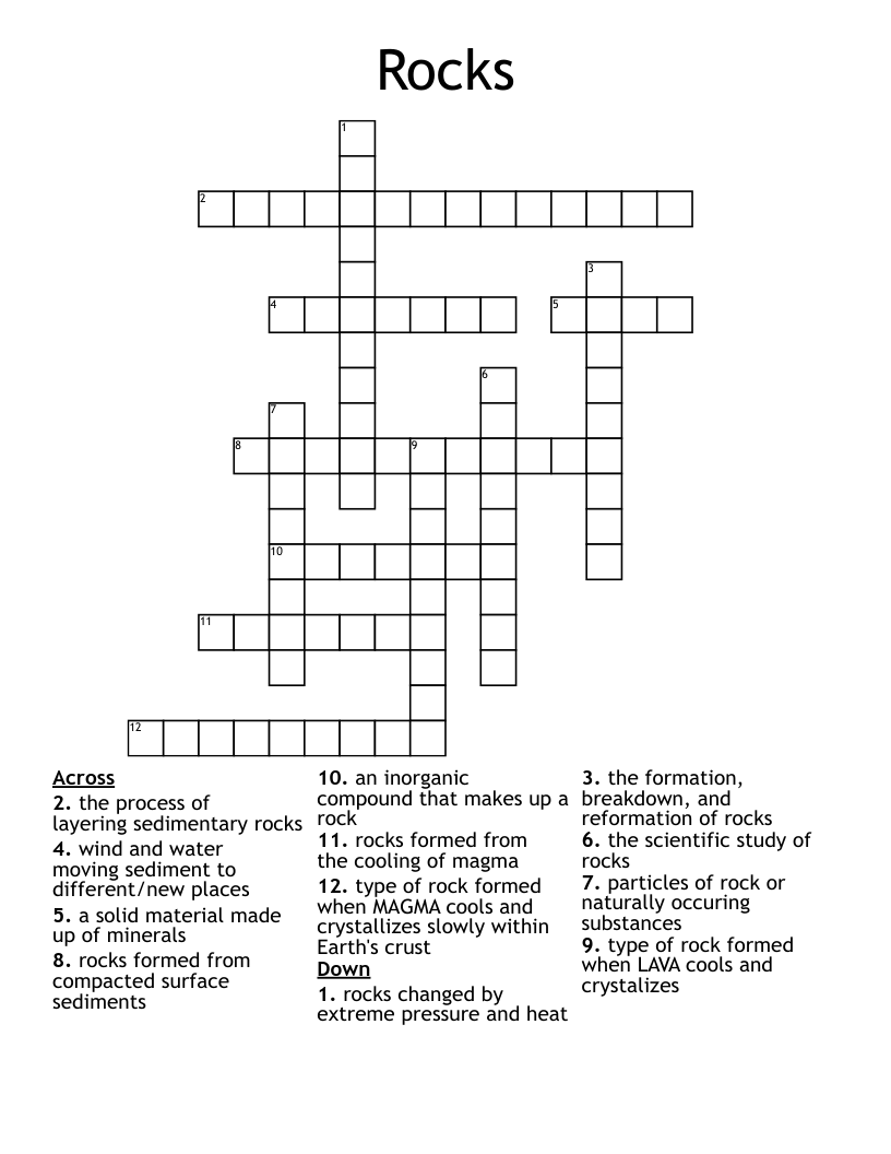 Rocks Crossword