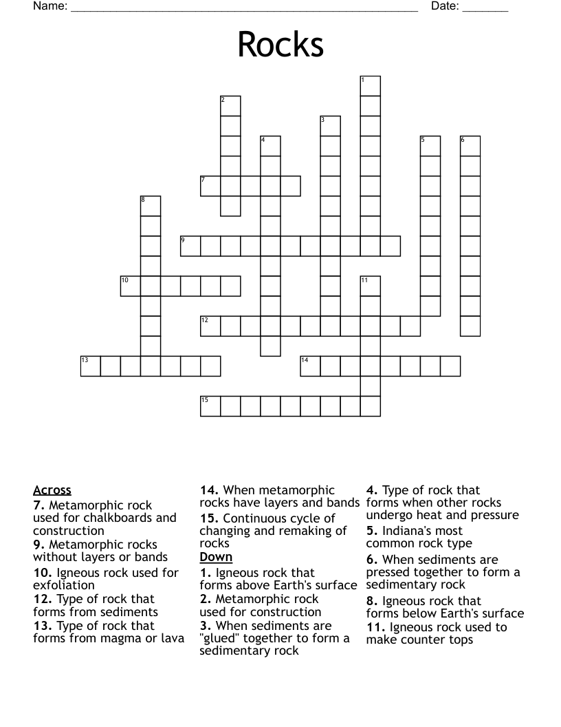 Rocks Crossword