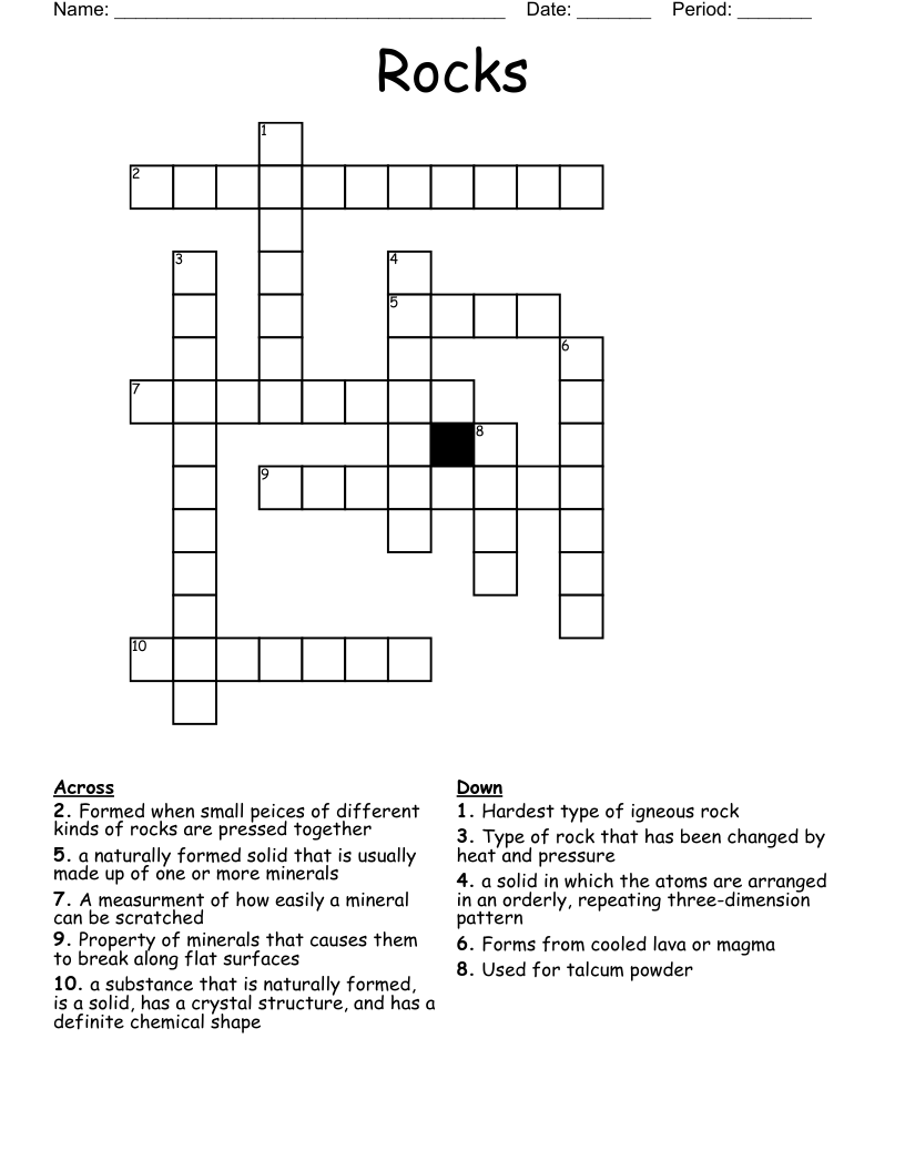 Rocks Crossword