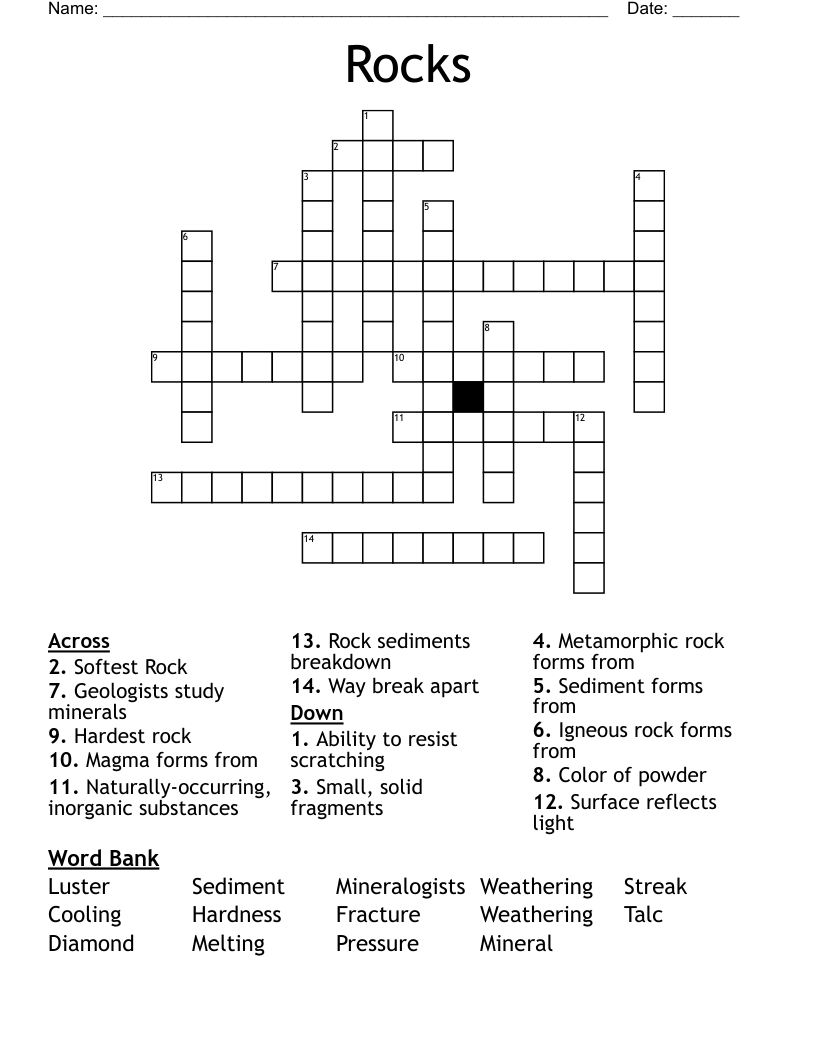 Rocks Crossword