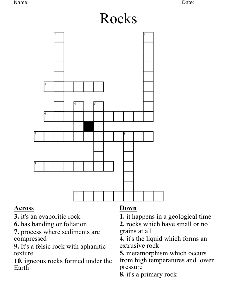 Rocks Crossword