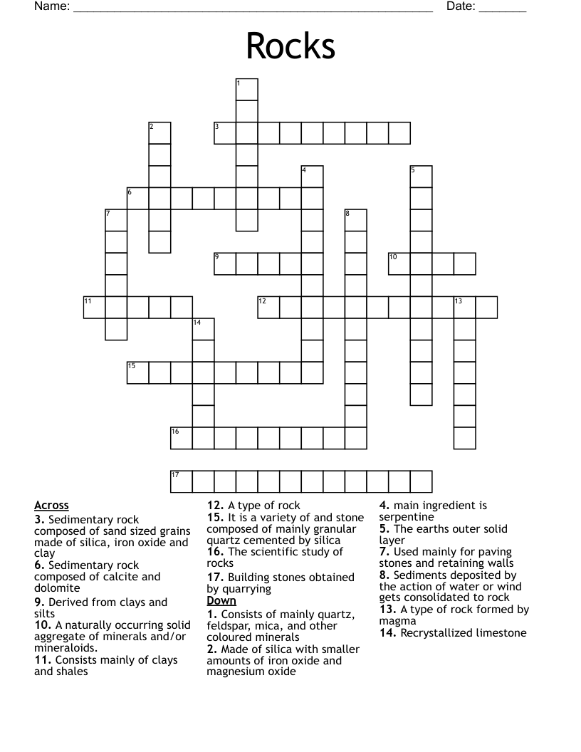 Rocks Crossword