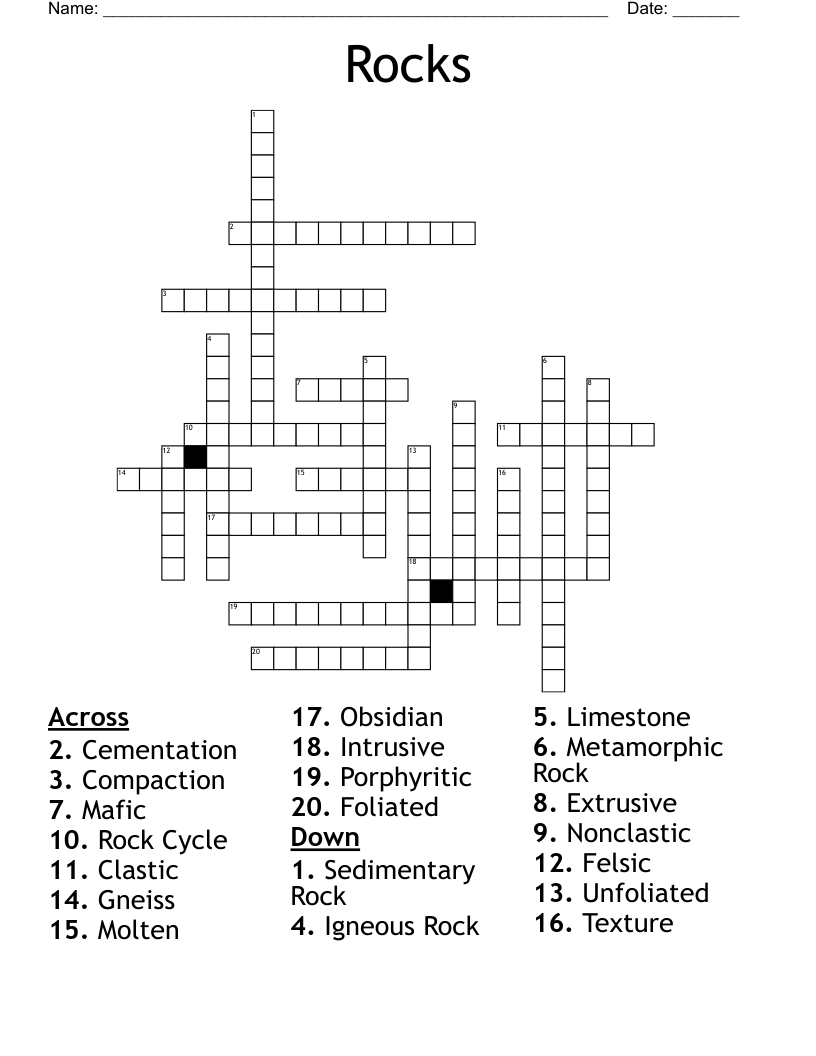 Rocks Crossword