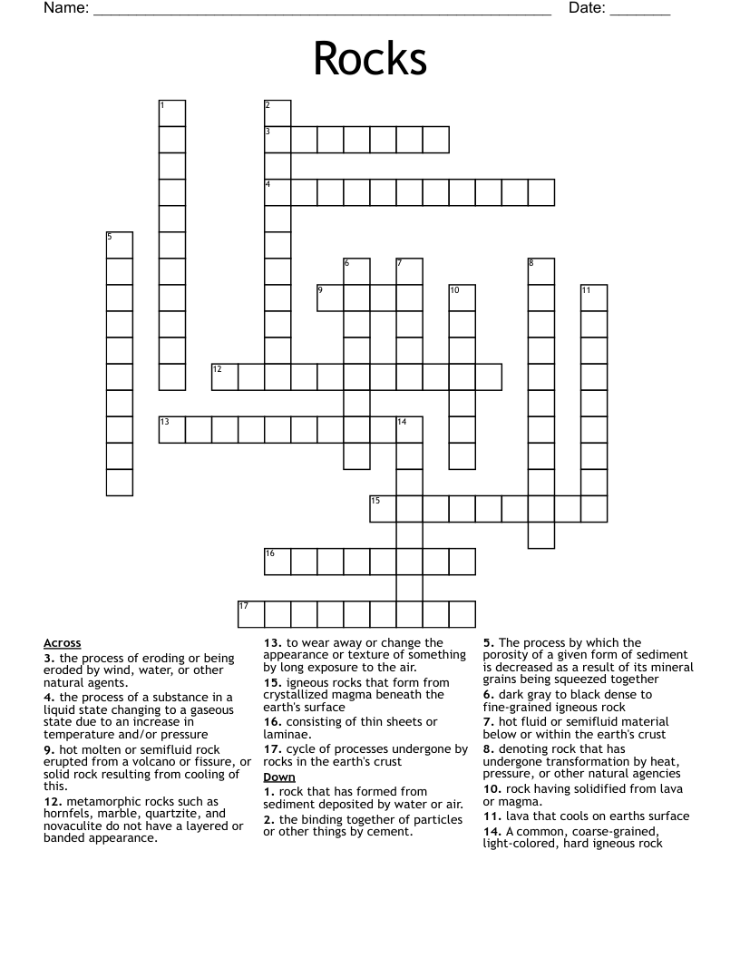 Rocks  Crossword