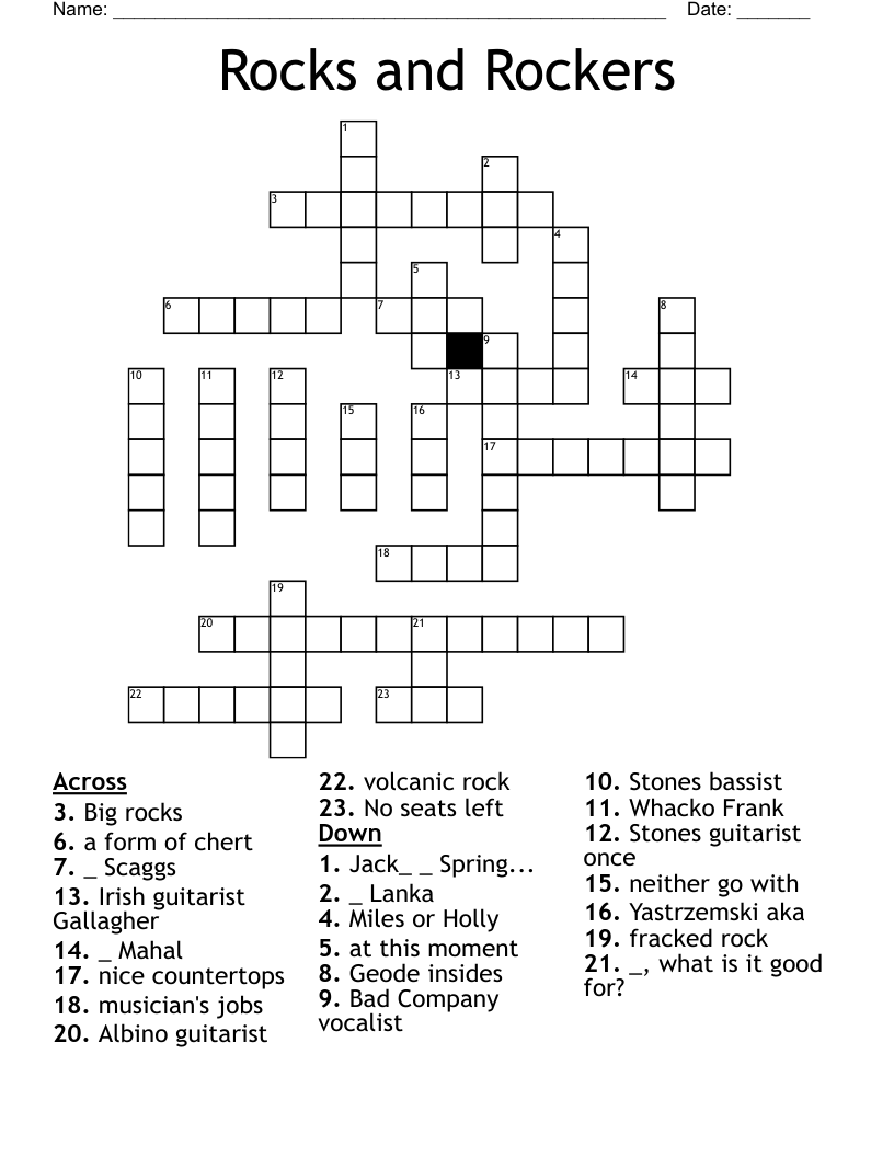Rocks and Rockers Crossword
