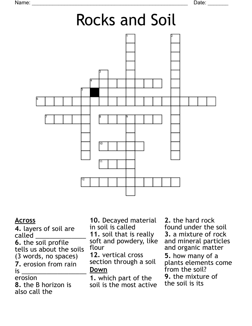 Rocks and Soil Crossword