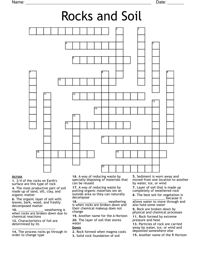 Rocks and Soil Crossword