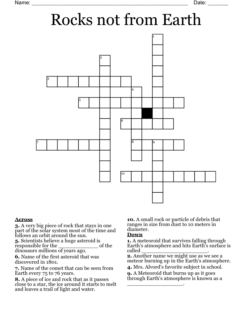 Rocks not from Earth Crossword